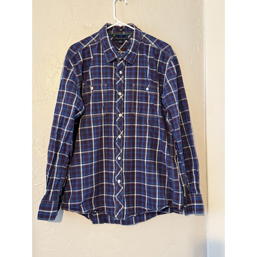 Tommy Hilfiger Men's Button Up Shirt with Pockets Size XL Slim Fit